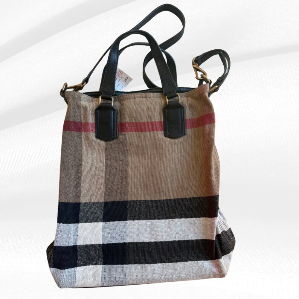 Burberry House Check Canvas and Leather Tottenham Tote Bag Pre-Owned - Picture 4 of 17